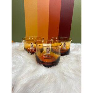 Vintage Amber krosno Denby hand blown whisky glasses made in Poland- set of 3